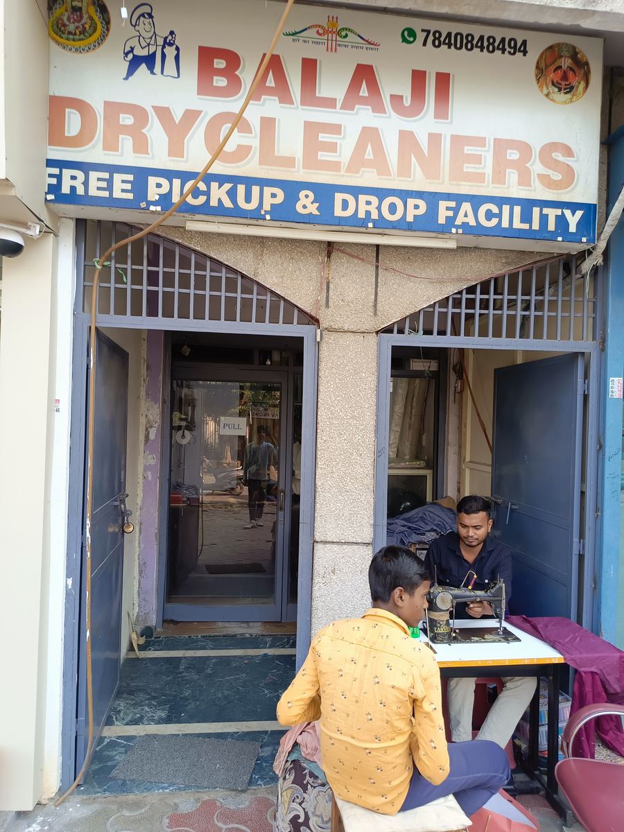 Balaji Dry Cleaners shop front in B-1 Mini Market, Janakpuri